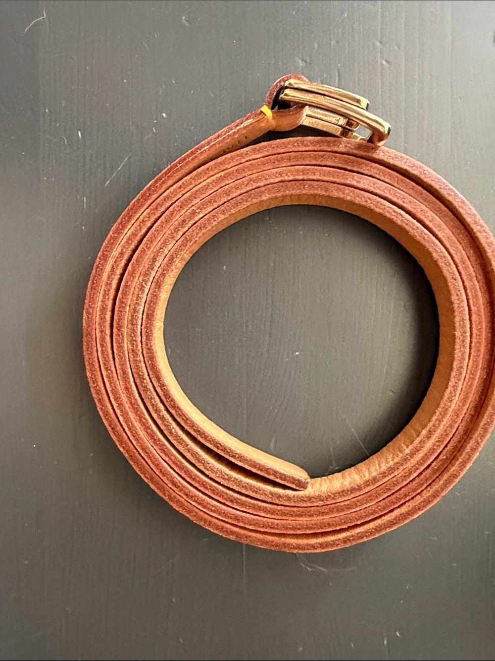 Louis Vuitton Tan Leather Slim Belt with Gold-Tone Buckle vachetta medium 41” - Picture 4 of 11
